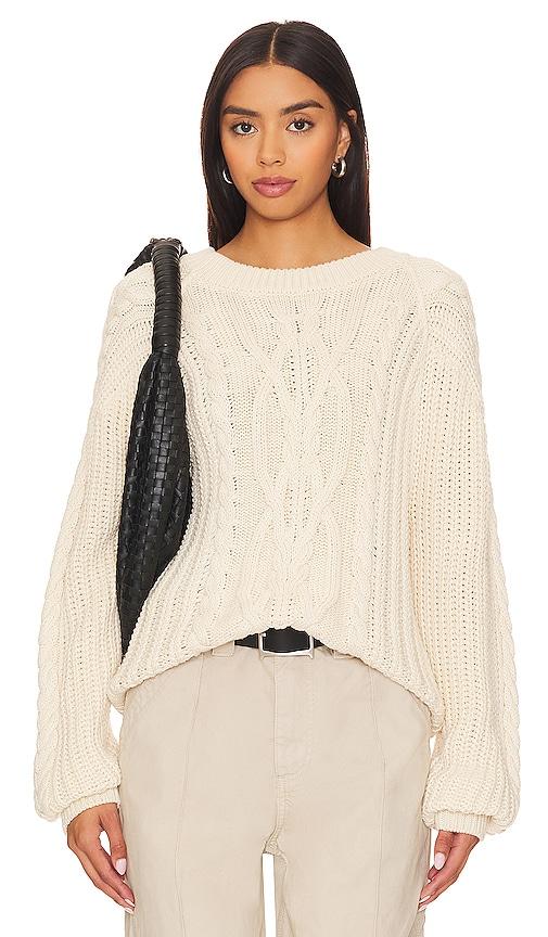 free people frankie cable sweater in ivory.