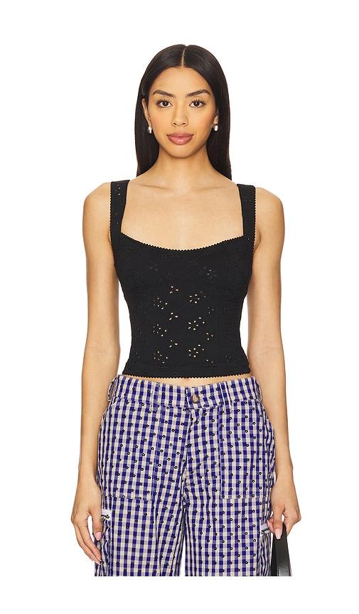 free people full bloom eyelet cami in black.