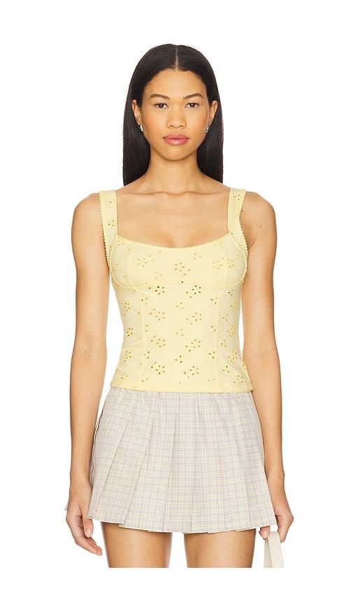 free people full bloom eyelet cami in lemon.
