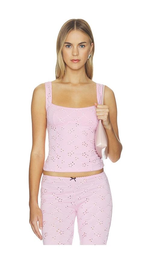 free people full bloom eyelet cami in pink.