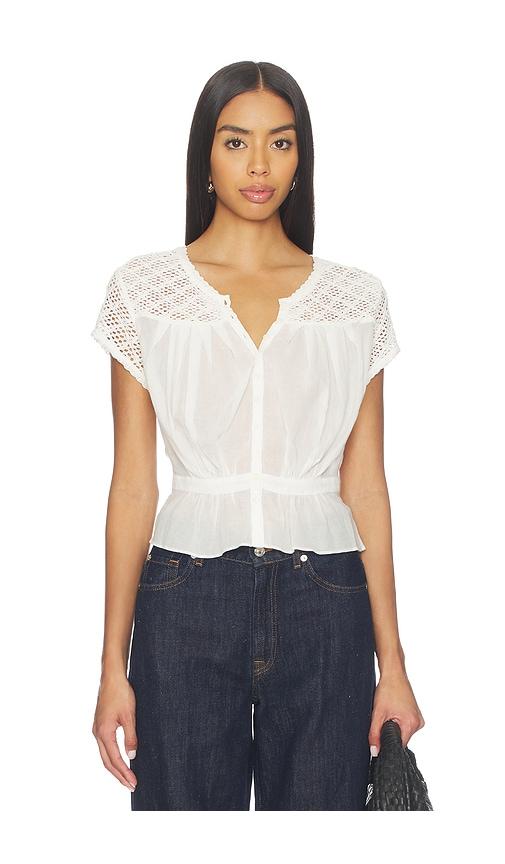 free people glimmer embroidered top in ivory.