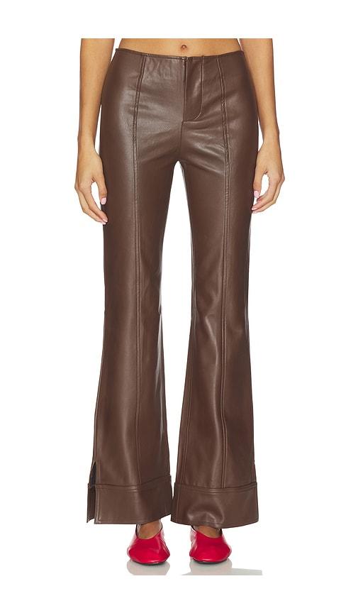 free people glow up faux leather pant in brown.