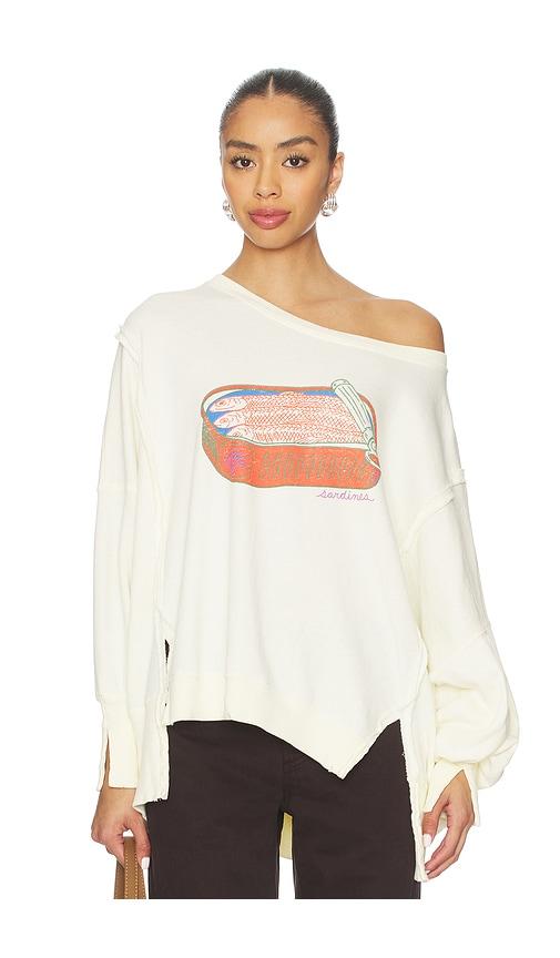 free people graphic camden sweatshirt in ivory.