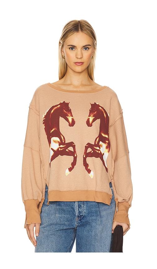 free people graphic camden sweatshirt in rose.