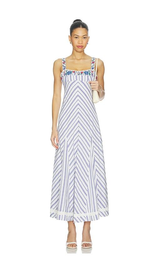 free people havenwood maxi dress in white,blue.
