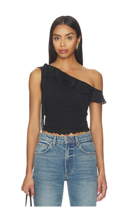 free people isla one shoulder top in black.
