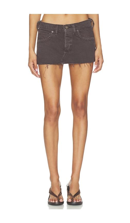 free people lainey low rise mini skirt in chocolate.