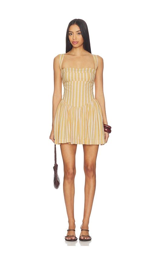 free people laurel plaid mini dress in mustard.