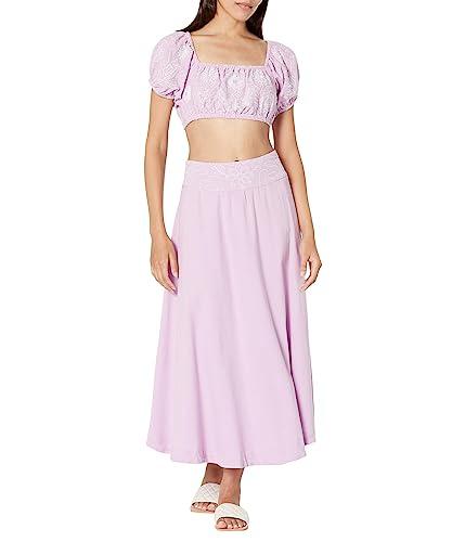 free people lotus set dress orchid/white combo lg (women's 12)