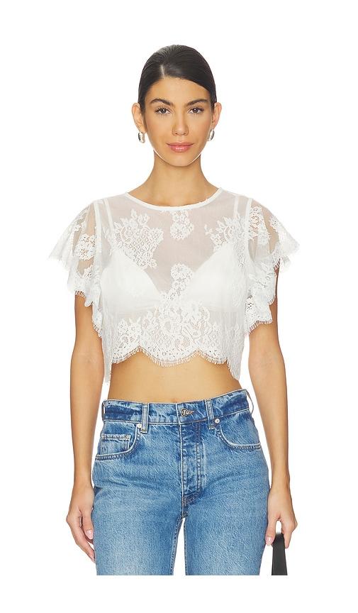 free people lunar ash lace top in ivory.