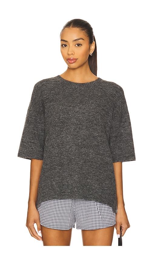 free people margot sweater tee in charcoal.