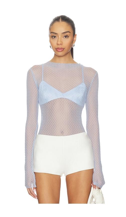 free people minding my business top in baby blue.