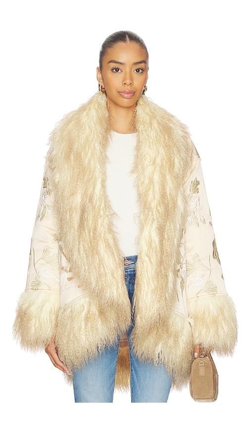 free people moon petals jacket in peach.