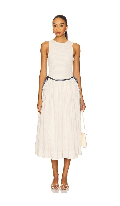 free people nightingale solid midi dress in cream.
