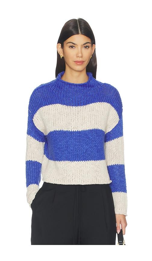 free people opal rugby stripe sweater in blue.