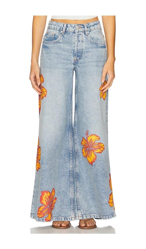 free people palisades wide leg jeans in blue.
