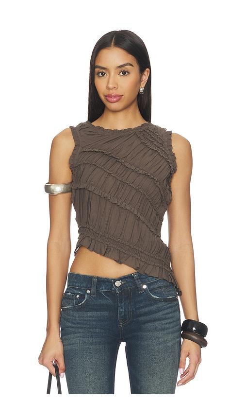 free people pink sands smocked top in chocolate.