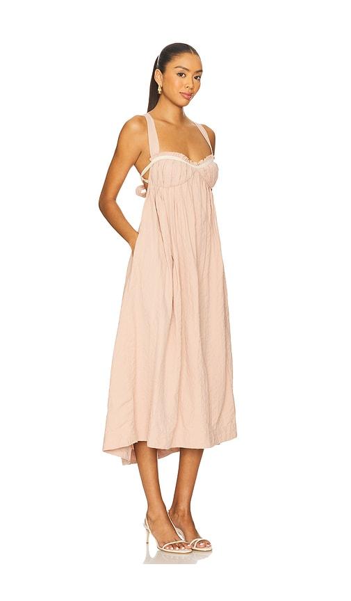 free people poppy midi dress in blush.