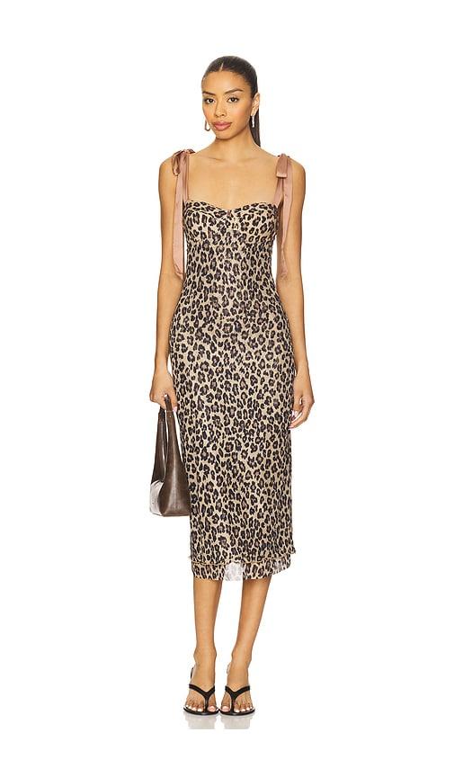 free people printed got glam slip in tan.