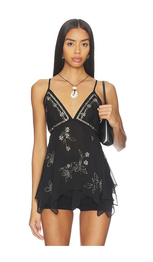 free people robbie embellished top in black in black.