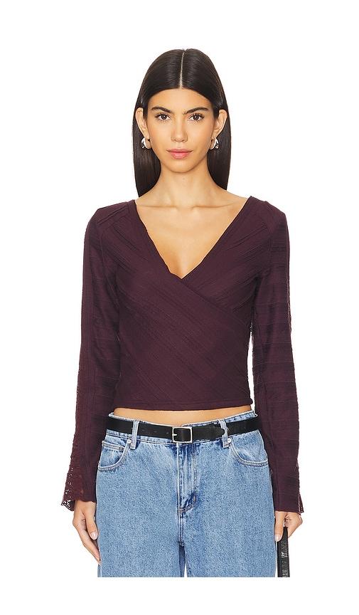 free people rocky long sleeve top in wine.