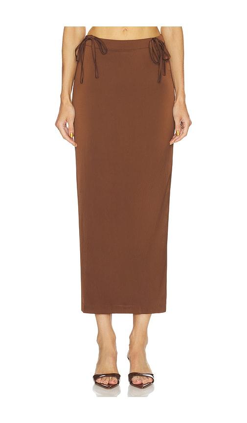 free people rosetto column skirt in brown.