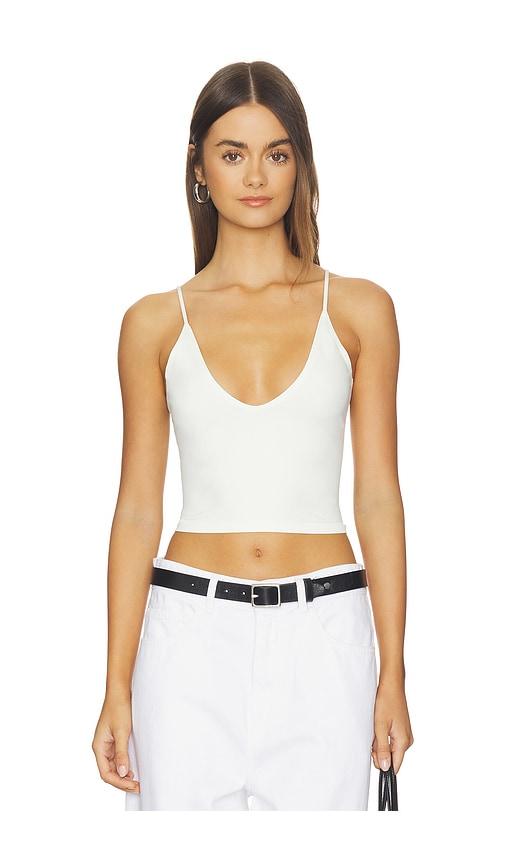 free people round two skinny strap tank in ivory.