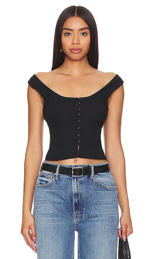 free people sally solid corset top in black in black.