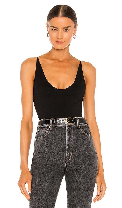 free people seamless v neck cami in black.