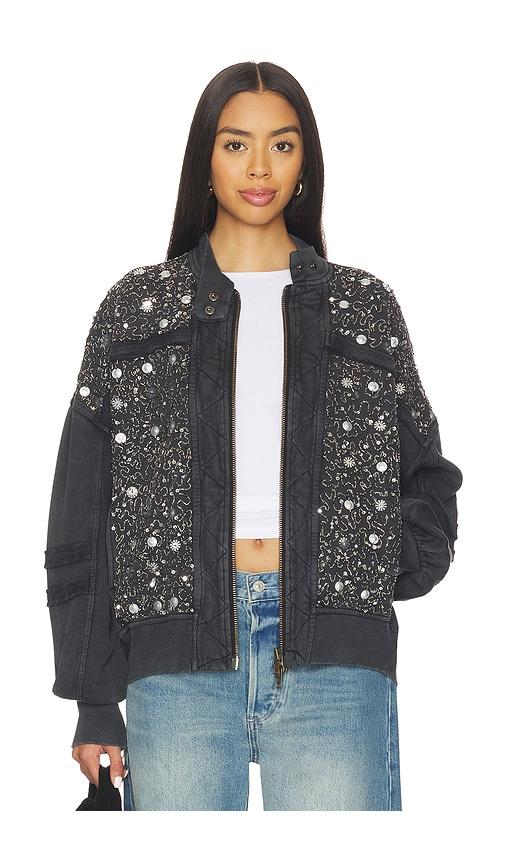 free people sparkle sweatshirt in black.