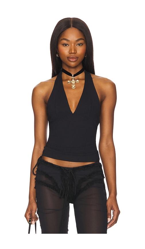 free people still here halter top in black.