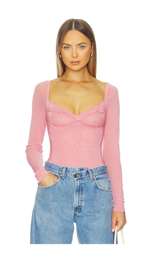 free people suddenly fine bodysuit in mauve.