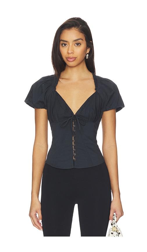 free people summer blouse in black.