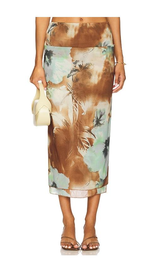 free people sunset mesh maxi skirt in tan.