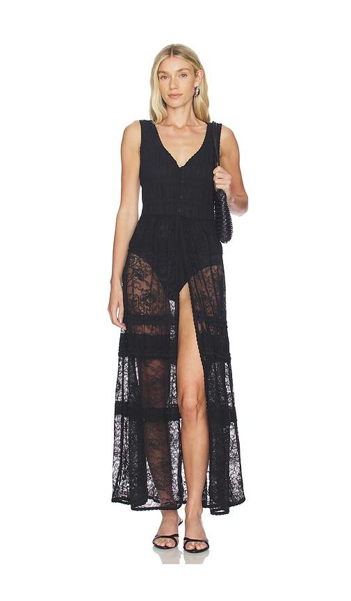 free people sweet saloon sleeveless maxi dress in black.