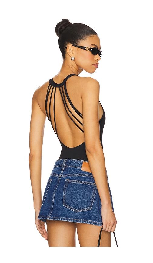 free people sydney halter bodysuit in black.