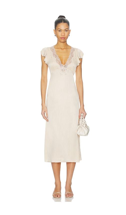 free people tied with joy midi dress in ivory.