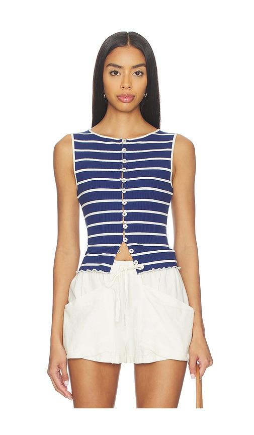 free people tilly striped vest in navy.