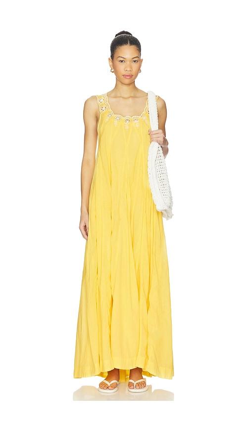 free people to the moon maxi dress in yellow.