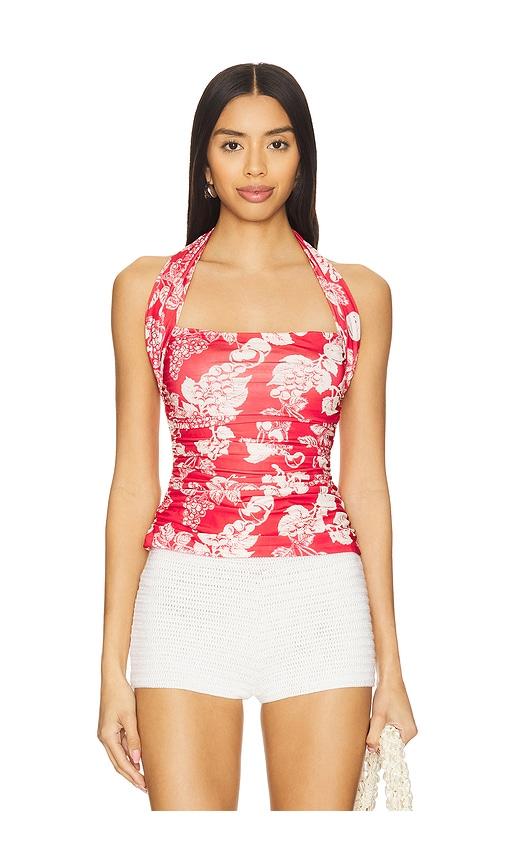 free people tommie knit top in red.