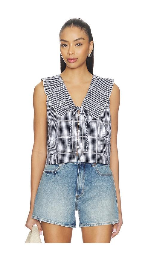 free people waiting for me top in blue.