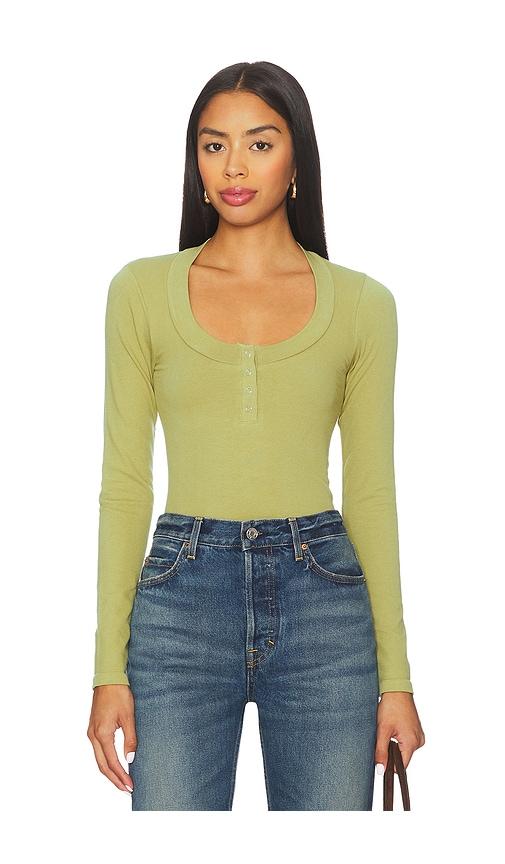 free people wide awake layering top in green.