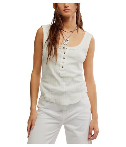 free people women's care bryson henley tank, white