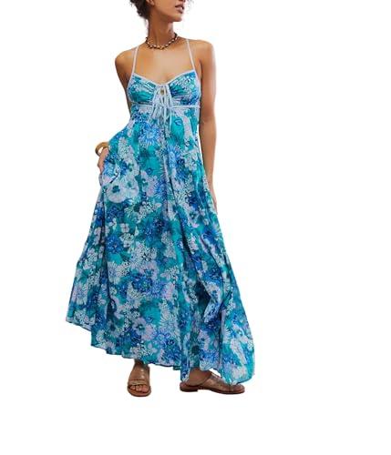 free people women's dream weaver maxi, teal combo