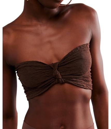 free people women's floral frills knotted bandeau, hot fudge