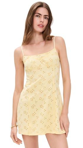 free people women's full bloom mini slip dress, banana cream, yellow, l