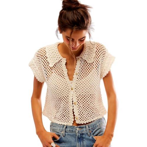 free people women's lily crochet top, coconut milk