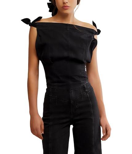 free people women's louie indigo top, black