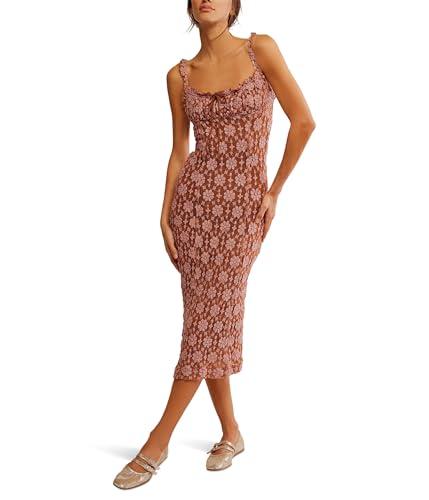 free people women's lucinda lace midi, ginger combo