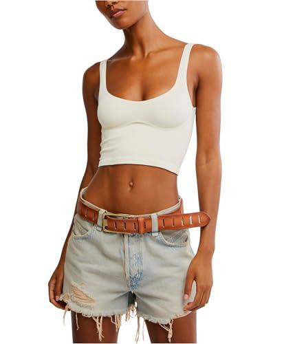 free people women's meg seamless crop, ivory